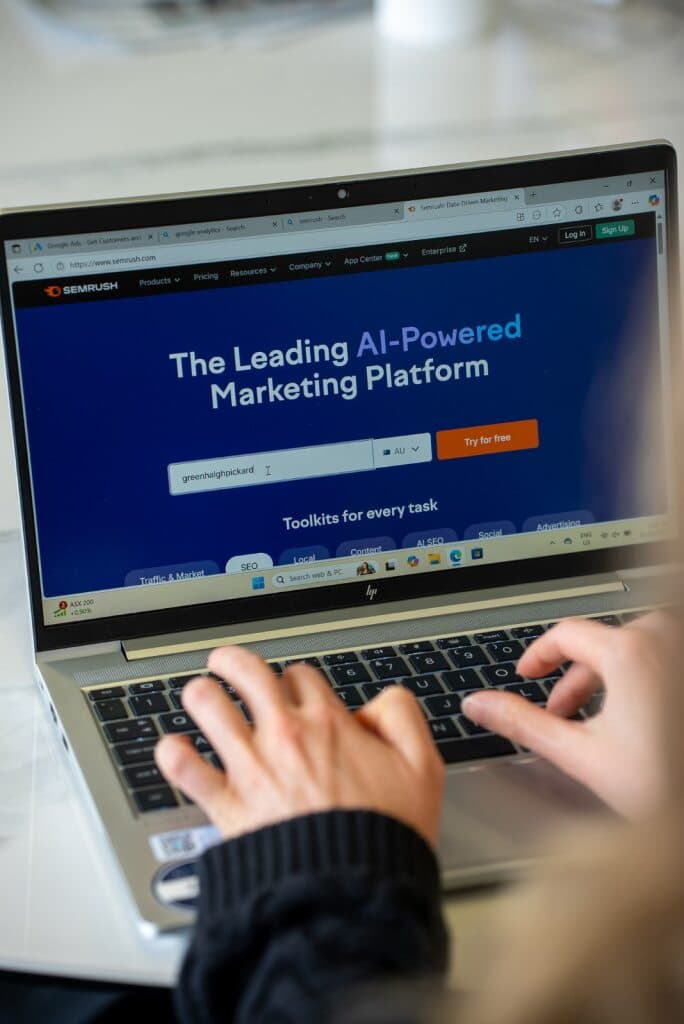 Semrush website on a laptop