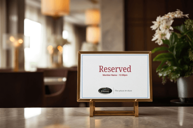 Reserved sign on a customer service desk