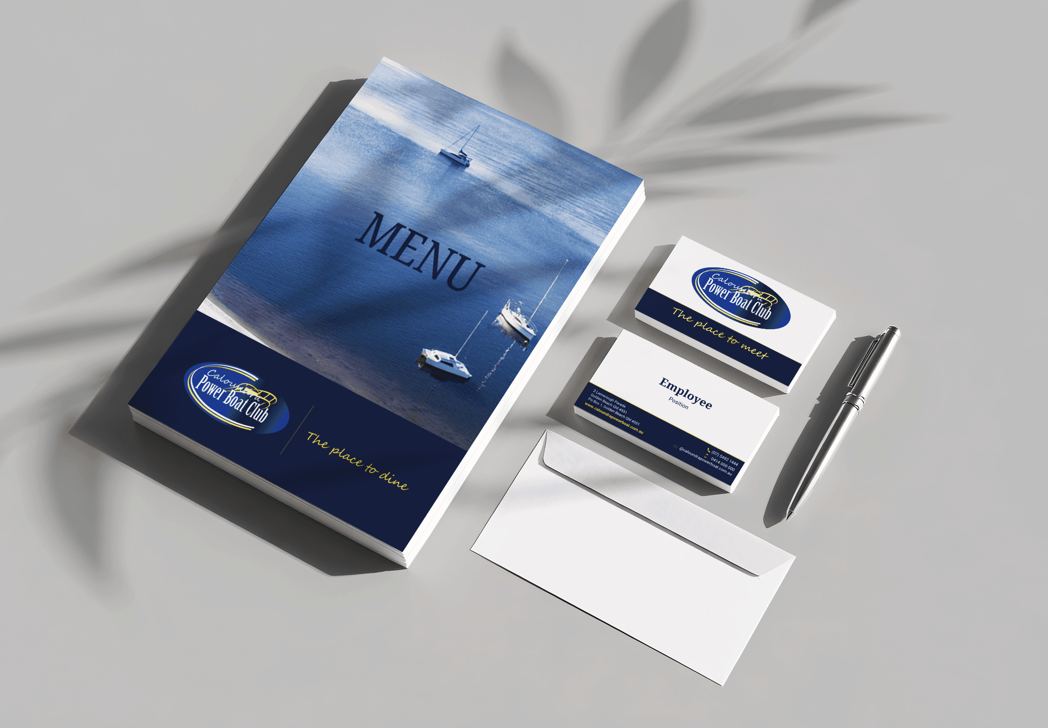 Menus with Caloundra power boat club logo on them
